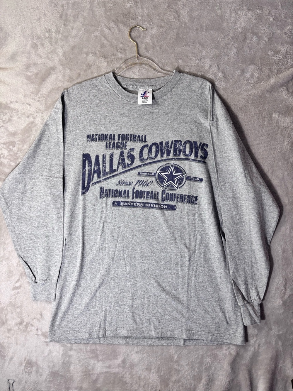 Vintage 90s Dallas Cowboys Shirt Logo Athletic Long Sleeve USA Gray Large